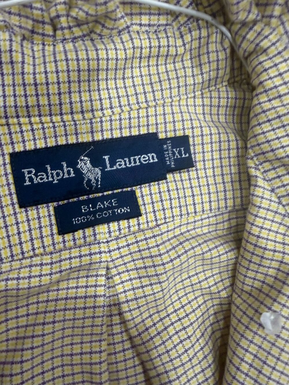 (Unisex) XL Button up POLO Ralph Lauren (pony)BLAKE  Rufle neck reloved